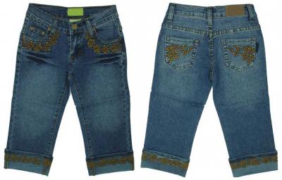 Girls Stretch Denim Capris 3/4 Jeans (Fashion-Style) (Girls Stretch Denim Capris 3/4 Jeans (Fashion-Style))