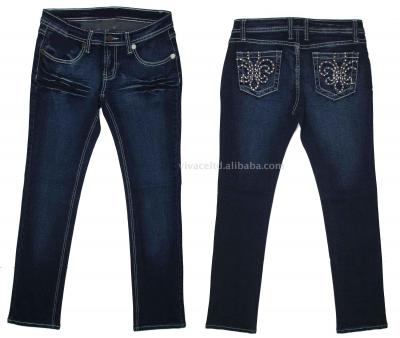 Women Skinny Leg Stretch Denim Jeans W Emb %26 Rhinestones (Women Skinny Leg Stretch Denim Jeans W Emb %26 Rhinestones)