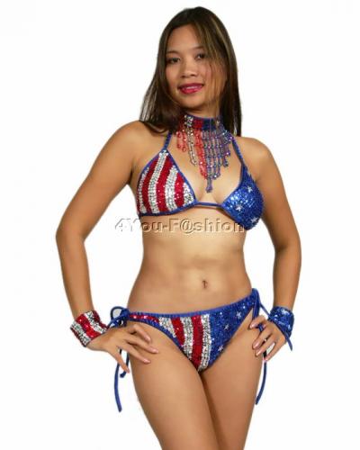USA Sequin Bikini With Thong (USA Pailletten-Bikini mit String)