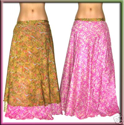 Silk Skirt, Silk Wrap Around Skirt