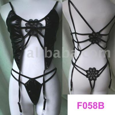 F058b Black PVC Leather Sexy Lingerie T-Back (F058b Black PVC Leather Sexy Lingerie T-Back)