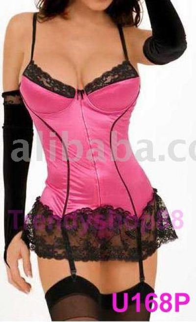 U168p Pink Silk Lady Sexy Lingerie With T-Back (U168p Pink Silk Lady Sexy Lingerie With T-Back)