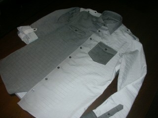 Grey ray of light pleated Mens Shirt (Серые луч света плиссированные мужская рубашка)