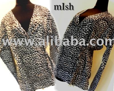100% Cotton-Wrap Tops-Black %26 White Prints Ladies` Blouses (100% Cotton-Wrap Tops-Black %26 White Prints Ladies` Blouses)