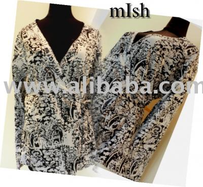100% Cotton-Wrap Tops-Black %26 White Prints Ladies` Blouses (100% Cotton-Wrap Tops-Black %26 White Prints Ladies` Blouses)
