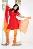 In Style A Red And Orange Embroidery Salwar Suit (В стиле красный и оранжевый Вышивка Salwar Suit)