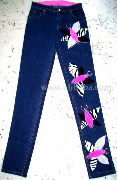 Ladies Jeans-Embellished With Swaroski Crystals (Дамы Джинс-украшен Swaroski Кристаллы)