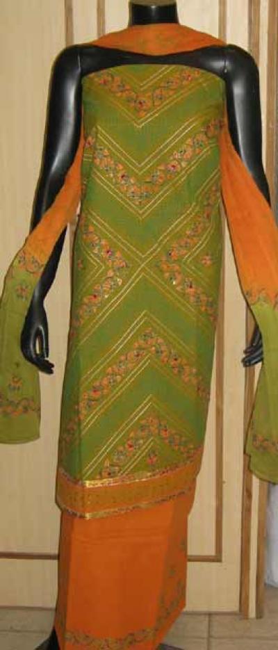 Cotton Embroidery Suit With Chiffon Dupatta