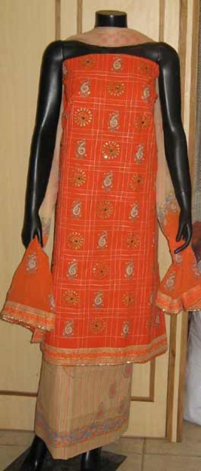 Cotton Embroidery Suit With Chiffon Dupatta