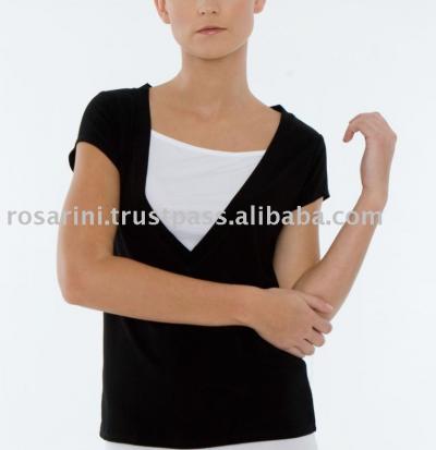 Cap Sleeve Low V Neck Top (Cap Sleeve Low V Neck Top)
