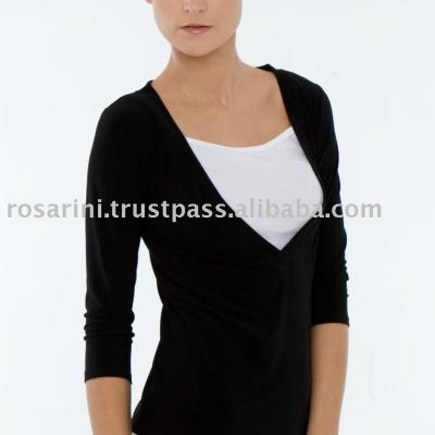 3 / 4 Sleeve Low V Neck Top (3 / 4 Sleeve Low V Neck Top)
