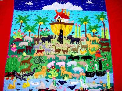 Noah`s Ark! ! ! ! Handmade Arpillera Patchwork