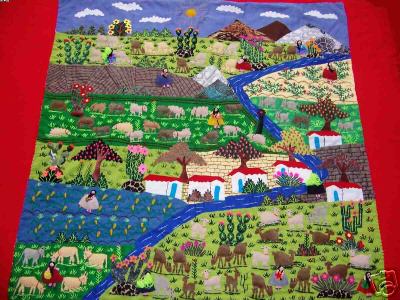 Huge Andean Haverst! ! ! -Handmade Arpillera Patchwork