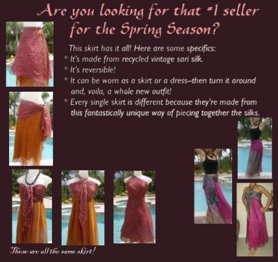 Two Layer Reversable Multi Wear Wrap Around Skirt