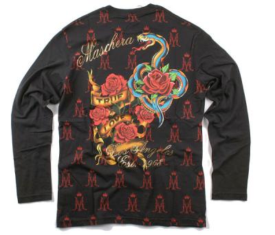 Tattoo Design Vintage Tshirt Long Sleeve Cotton Maschera (Tattoo Design Vintage Tshirt à manches longues en coton Maschera)