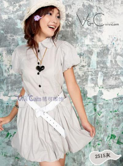 Vivicam Korean Style Apparel Grey Dress With Belt (Vivicam Korean Style Apparel Grey Dress With Belt)