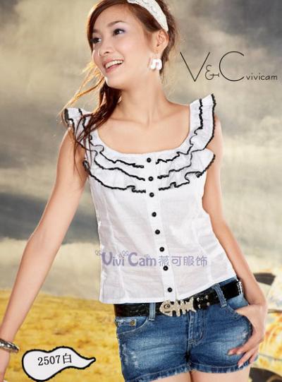 Vivicam Korean Style Apparel White Blouse (Vivicam Korean Style Apparel White Blouse)