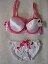 Japanese Style White Satin With Pink Lace Bra Set