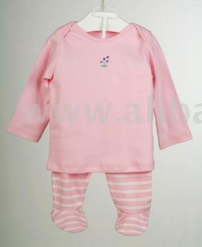 Babyminta 100% Organic Cotton Long-Sleeved Footed Pyjama Set (Babyminta 100% органического хлопка с длинными рукавами Footed Pyjama Установить)