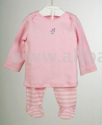 Babyminta 100% Organic Cotton Long-Sleeved Footed Pyjama Set (Babyminta 100% coton bio à manches longues Footed Pyjama Set)