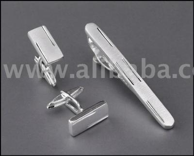 925k Silver Cuff Link %26 Tie Holders