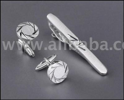 925k Silver Cuff Link %26 Tie Holders