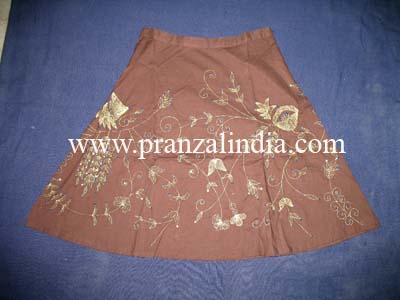 Brown Cotton Flare Skirt (Brown Cotton Flare Skirt)
