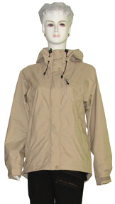 Cream-Colored Waterproof Jacket with PU Coating (De couleur crème, veste étanche avec revêtement PU)
