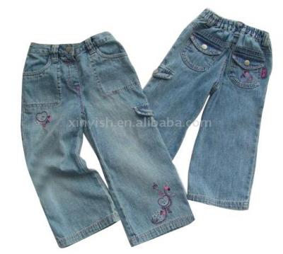 Girl`s Embroidered Jeans Stock (Girl`s Embroidered Jeans Stock)