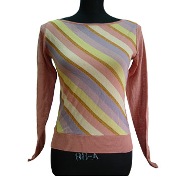 Ladies `Knitted Stripe Sweater (Ladies `Knitted Stripe Sweater)