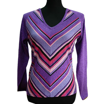 Ladies` Knitted Stripe Sweater (Ladies` Knitted Stripe Sweater)