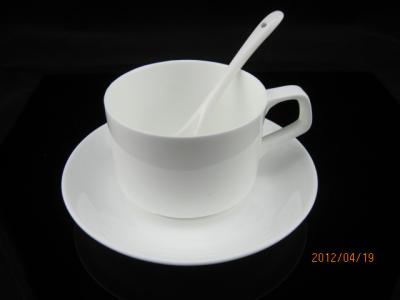 white porcelain coffee cup saucer set with spoon ()