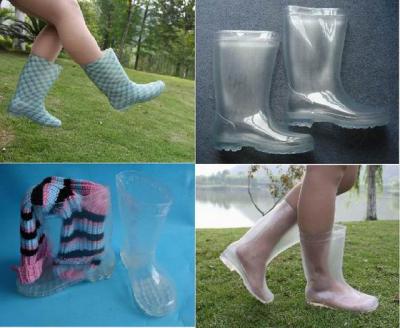 Woman Transparent PVC Rain Boot, Rain Boots, Boots, Transparent Printing Boot ()