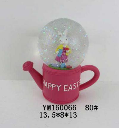Bunny Polyresin 80mm Easter Snowglobe With Watering Can Base
