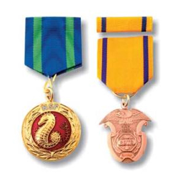 Medals with Ribbon Drape, Designed with Pin Back