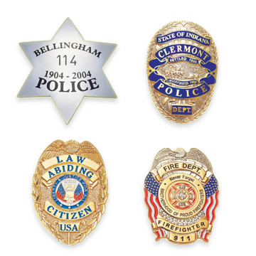 Police Badges, Made of Copper, Bronze and Brass with Various Finishes (Police Badges, en cuivre, en bronze et en laiton avec des finitions diverses)