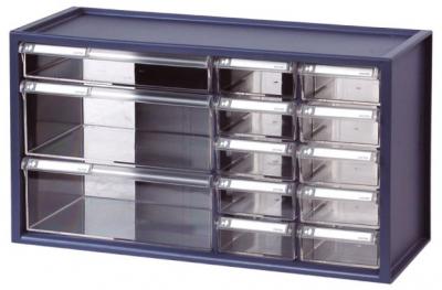 13-Drawer Organizer with 3 Different-sized Drawers (13-Organisateur de tiroir avec 3 tailles différentes à tiroirs)