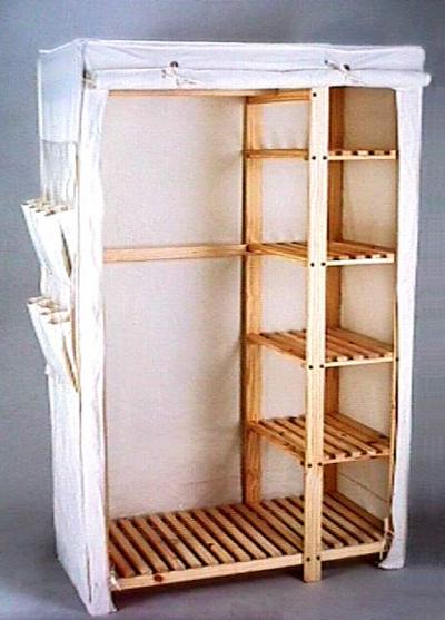K / D Kiefer massiv Kleiderschrank mit Leinwand Shell (K / D Kiefer massiv Kleiderschrank mit Leinwand Shell)