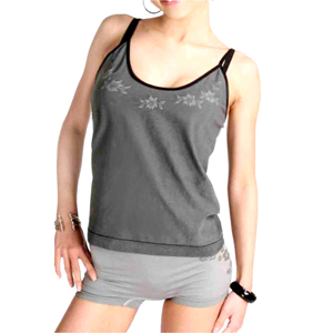 Bamboo Charcoal Two Piece   Singlet & Panties (No Lines) Grey Color