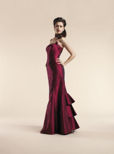 Dress Model Site on Model  7171  Strapless Matte Satin Dress In Cocktail Length Featuring