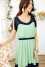 ED18588 Sweet split sleeve slim chiffon dress-green